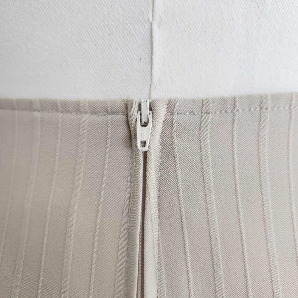 Vintage Y2K Cream Tan Pinstripe High Waisted Mini Pencil Skirt Back Zip 10 - Picture 6 of 8
